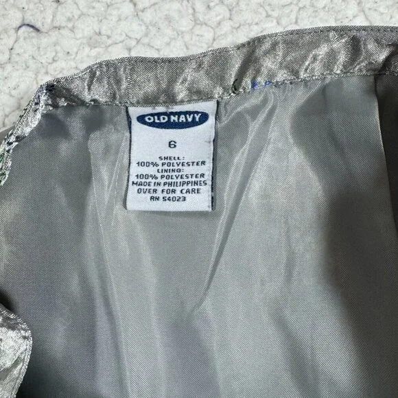 Vintage Y2K Old Navy Girls Satin Skirt Size 6 Metallic Silver Floral Fairy - Picture 5 of 5